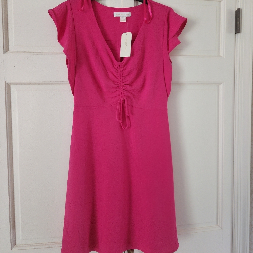 Monteau Los Angeles Women's Linen Blend Floral Button Up Midi Dress Size M.NWT.